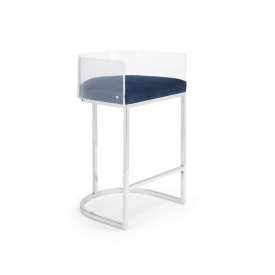 Lucca Acrylic Stool: Ink Blue Velvet color 